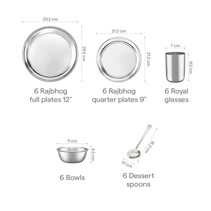 Borosil 30-piece Stainless Steel Dinner Set