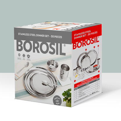 Borosil 30-piece Stainless Steel Dinner Set