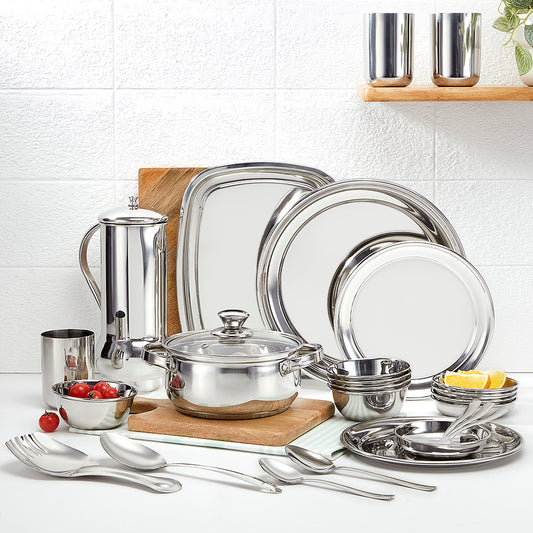 Borosil 51-piece Stainless Steel Dinner Set