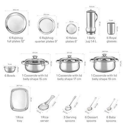 Borosil 51-piece Stainless Steel Dinner Set