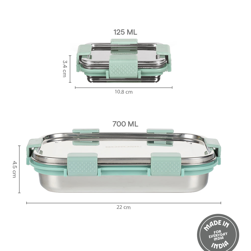 Borosil Slim Lunch Box Set, Green