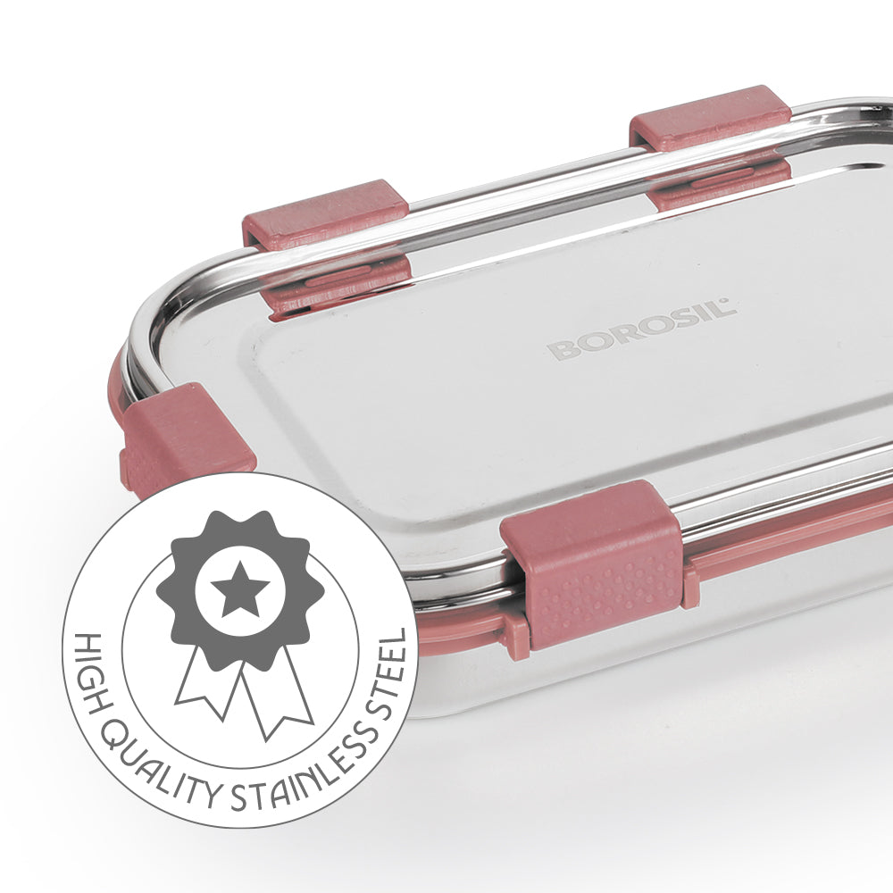 Borosil Slim Lunch Box Set, Pink