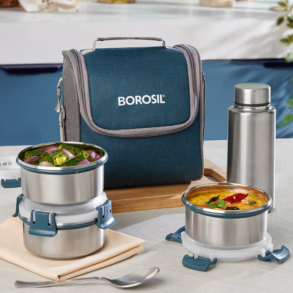 Superfresh Stainless Steel Lunchbox with Bottle