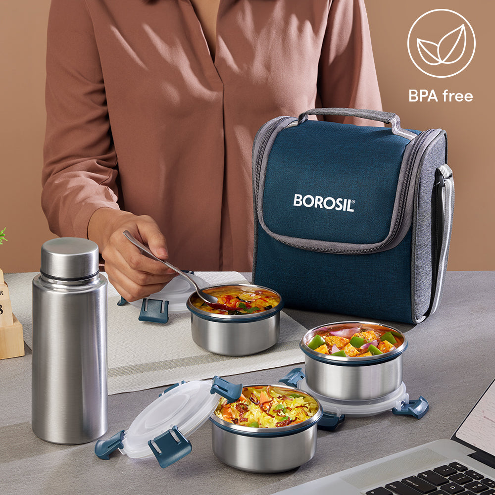 Superfresh Stainless Steel Lunchbox with Bottle