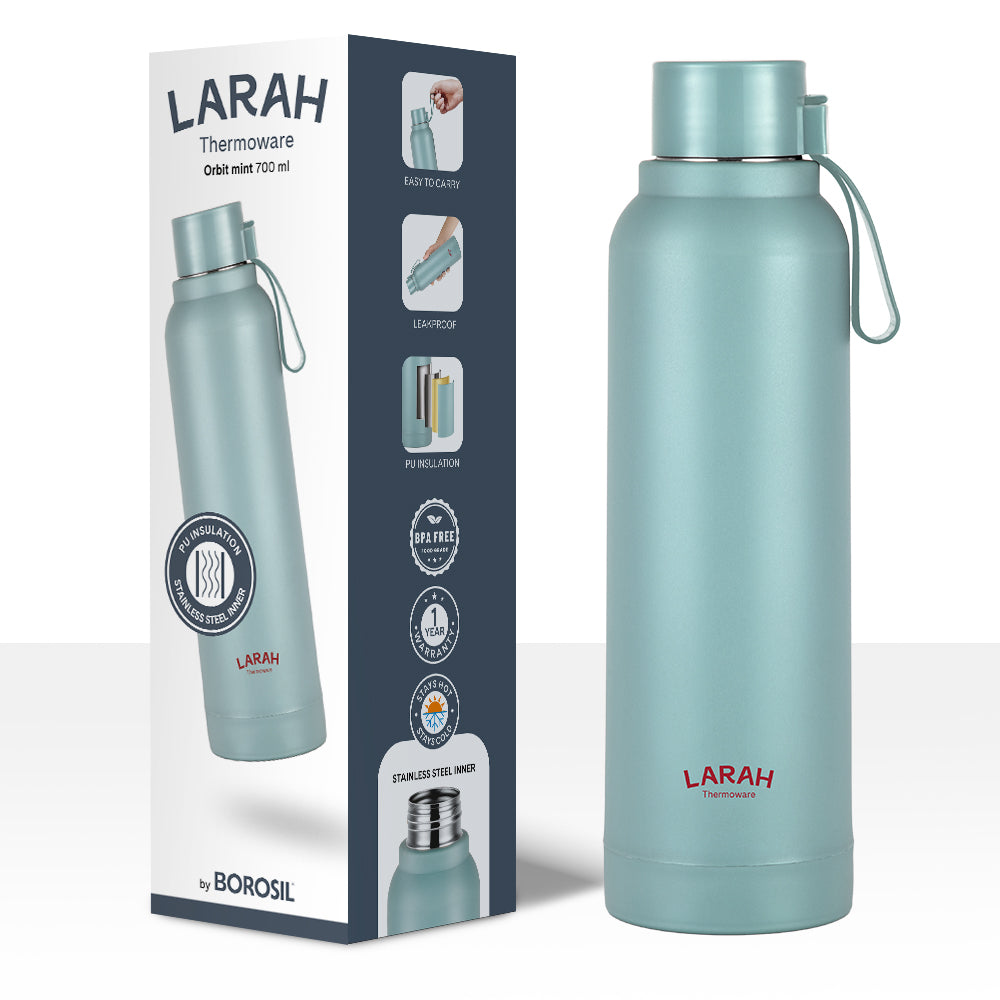 Larah Orbit Round PU Thermoware Bottle, 700 ml, Mint