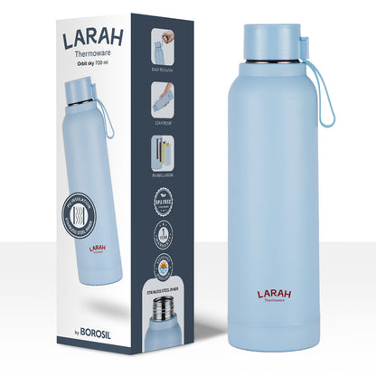 Larah Orbit Round PU Thermoware Bottle, 700 ml, Sky