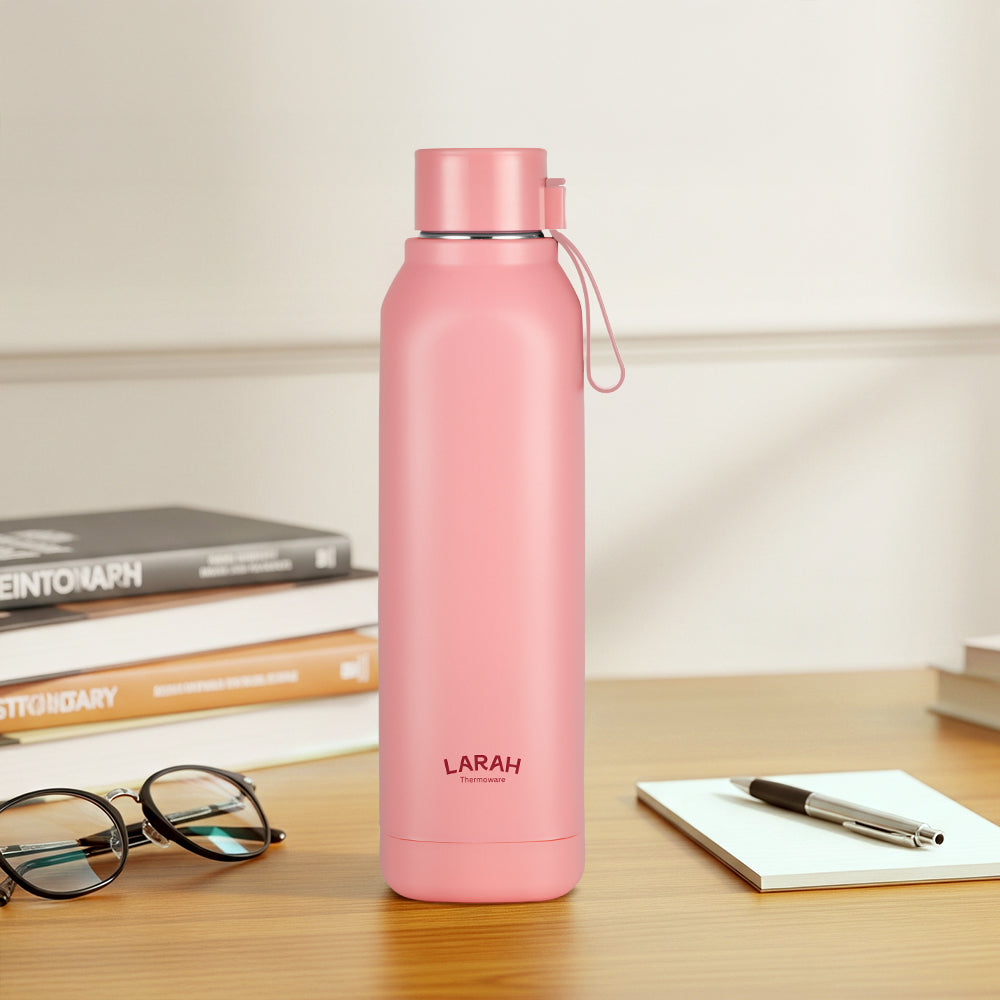 Larah Cube Square PU Thermoware Bottle, Pink