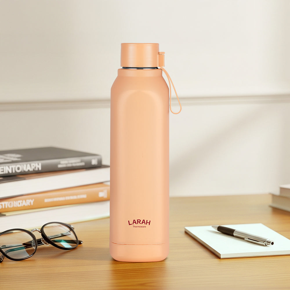 Larah Cube Square PU Thermoware Bottle, 700 ml, Gold