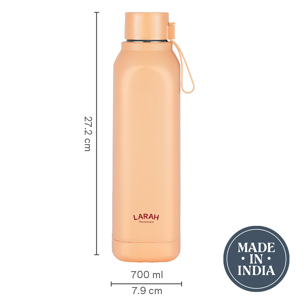 Larah Cube Square PU Thermoware Bottle, 700 ml, Gold