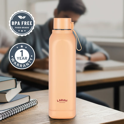 Larah Cube Square PU Thermoware Bottle, 700 ml, Gold