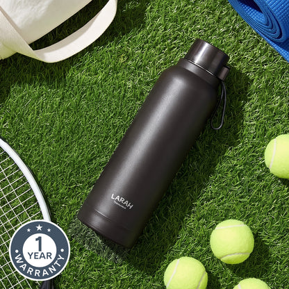 Larah Orbit Round PU Thermoware Bottle, Black