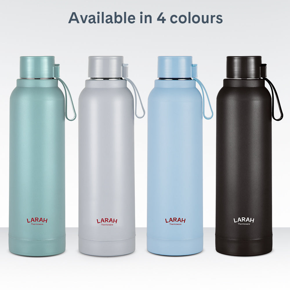 Larah Orbit Round PU Thermoware Bottle, Black