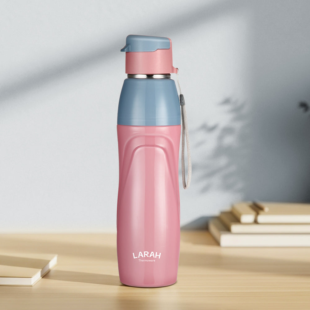 Larah Drift Round PU Thermoware Bottle, Pink