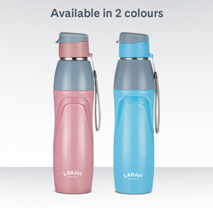 Larah Drift Round PU Thermoware Bottle, 650 ml, Pink