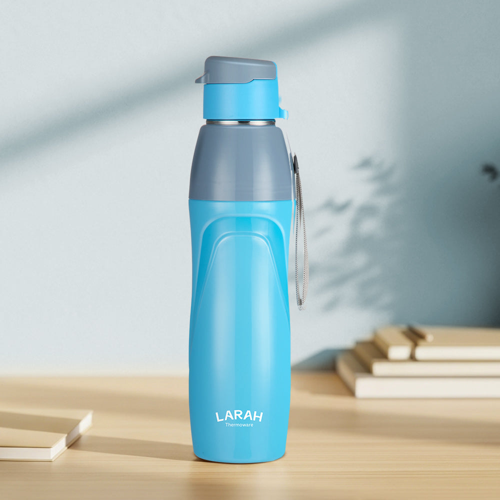 Larah Drift Round PU Thermoware Bottle, 650 ml, Sky
