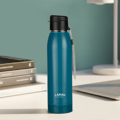 Larah Airo Round PU Thermoware Bottle, 650 ml, Teal