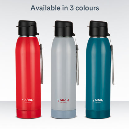 Larah Airo Round PU Thermoware Bottle, 650 ml, Teal