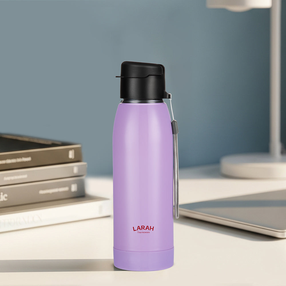 Larah Airo Round PU Thermoware Bottle, Lavender
