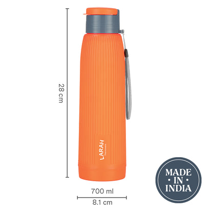 Larah Lava Fluted PU Thermoware Bottle, 700 ml, Orange