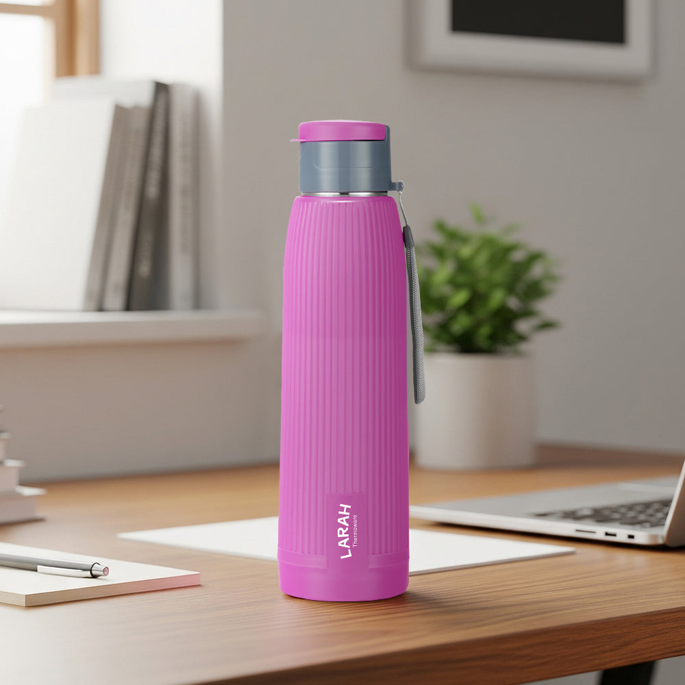 Larah Lava Fluted PU Thermoware Bottle, Purple