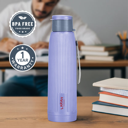 Larah Lava Fluted PU Thermoware Bottle, 700 ml, Violet