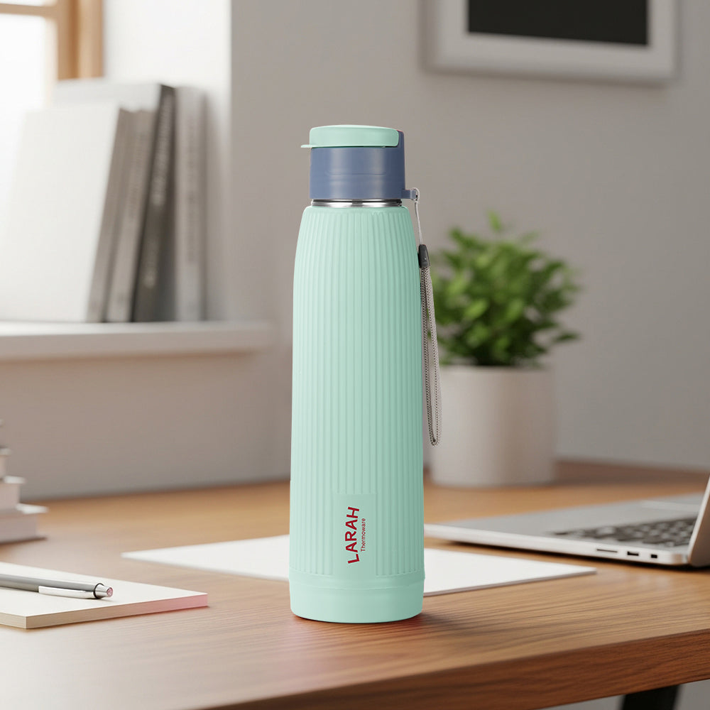 Larah Lava Fluted PU Thermoware Bottle, Green