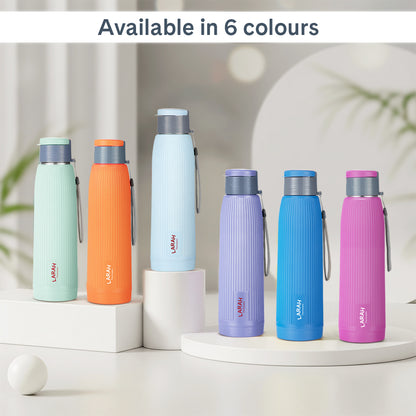 Larah Lava Fluted PU Thermoware Bottle, 700 ml, Blue