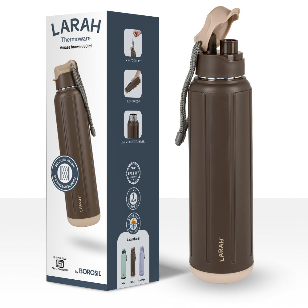 Larah Amaze Thermoware Bottle, Brown