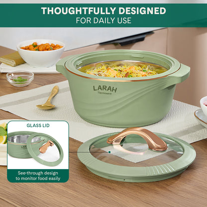 Larah Glaze Thermoware Casserole, Green