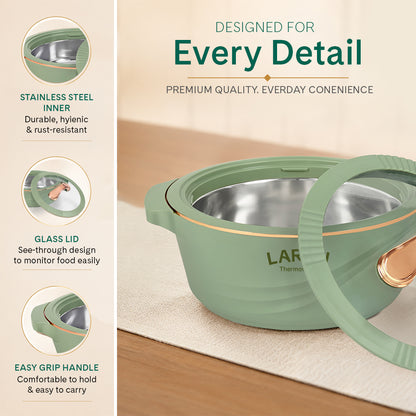 Larah Glaze Thermoware Casserole, Green
