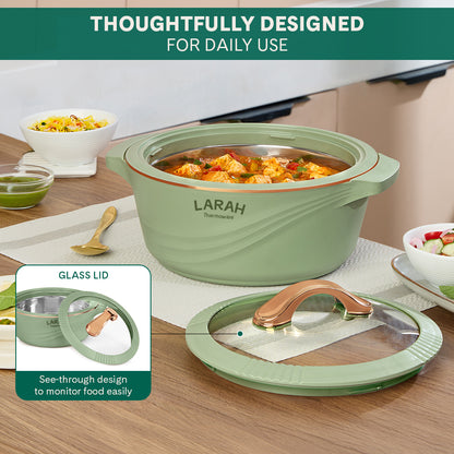 Larah Glaze Thermoware Casserole, Green