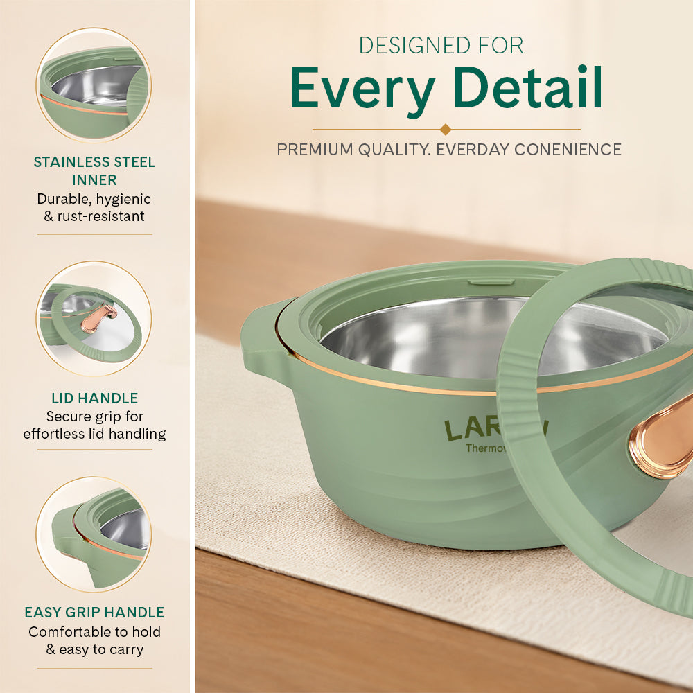 Larah Glaze Thermoware Casserole, Green