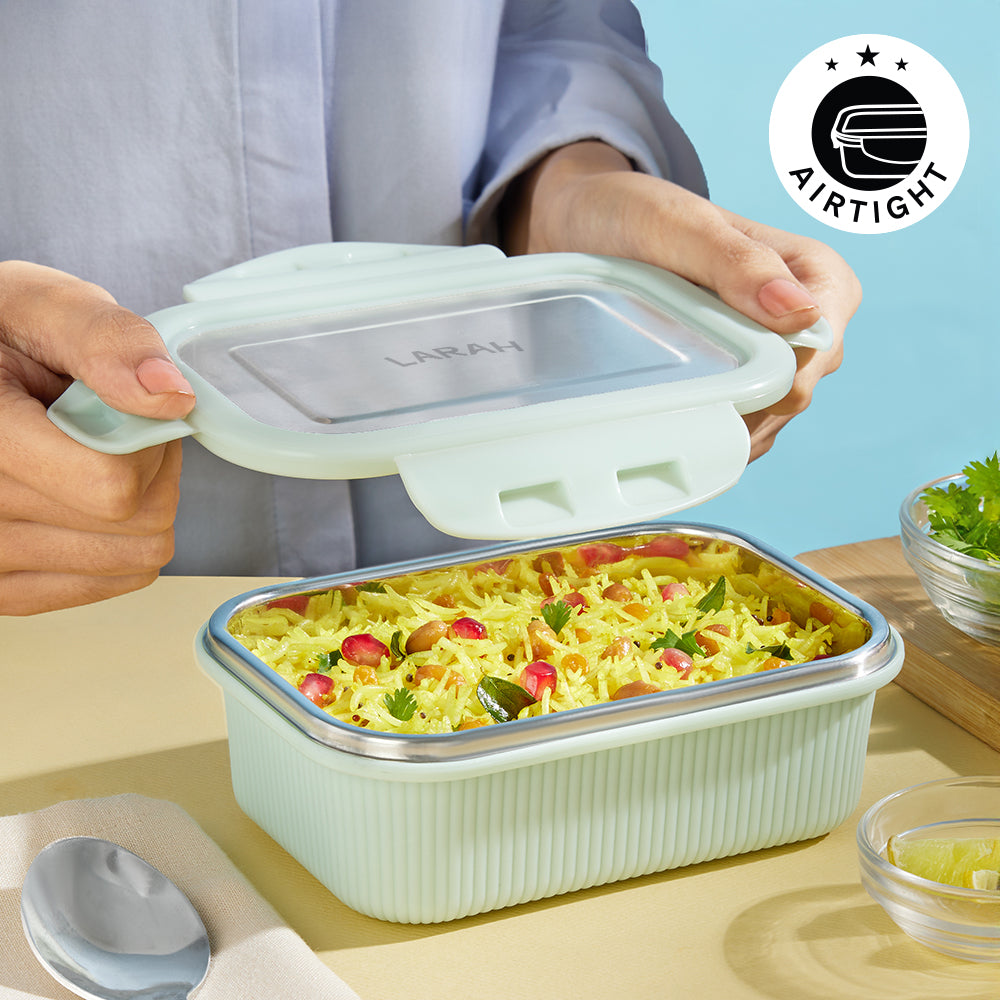 Larah Freshbyte Rectangular Lunch Box, Pale Green