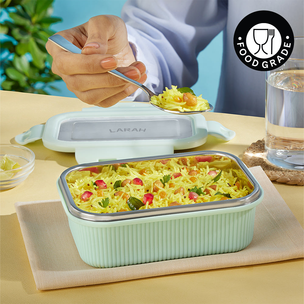 Larah Freshbyte Rectangular Lunch Box, Pale Green