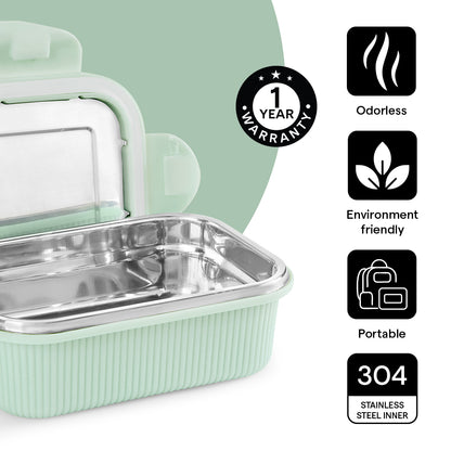 Larah Freshbyte Rectangular Lunch Box, Pale Green