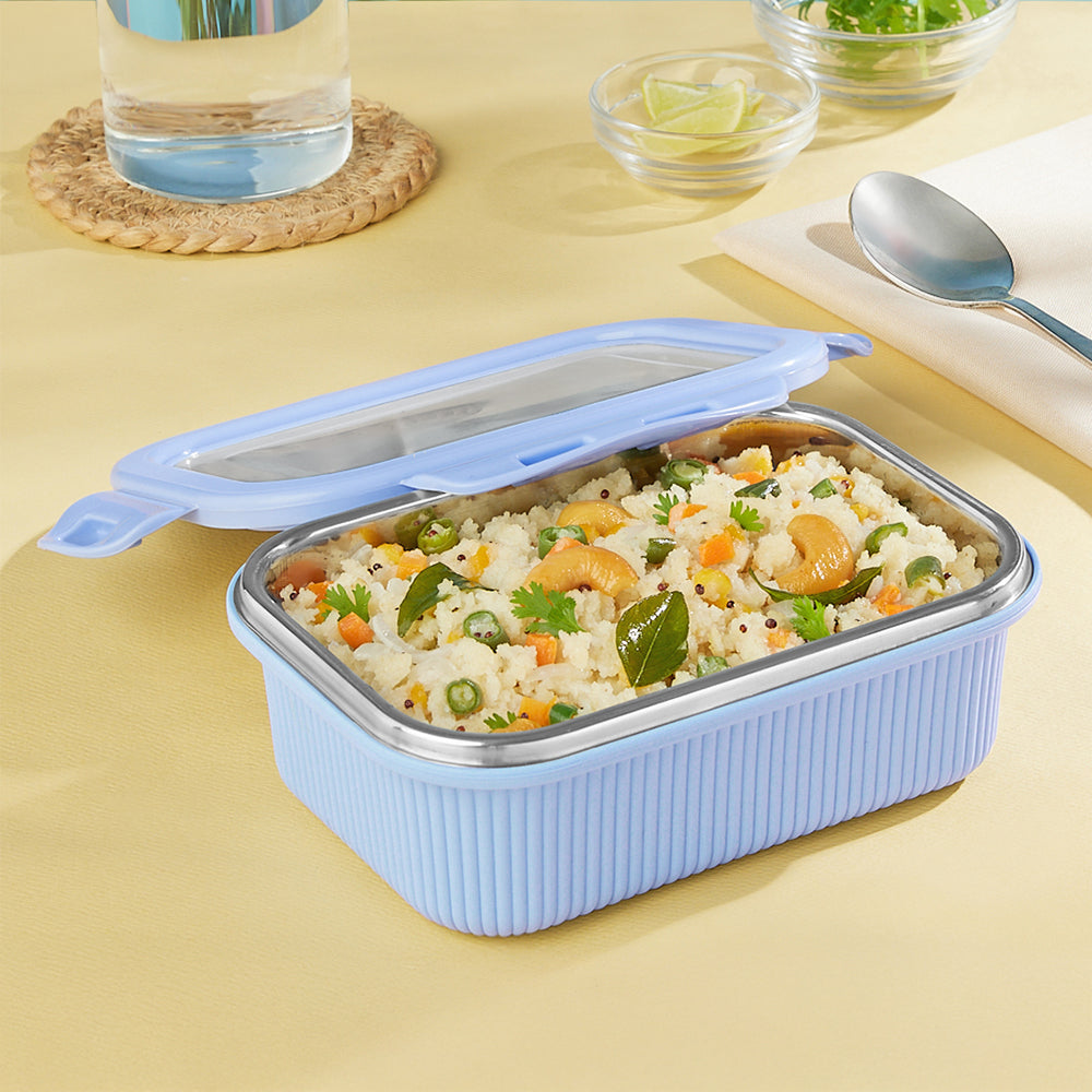 Larah Freshbyte Rectangular Lunch Box, Sky Blue