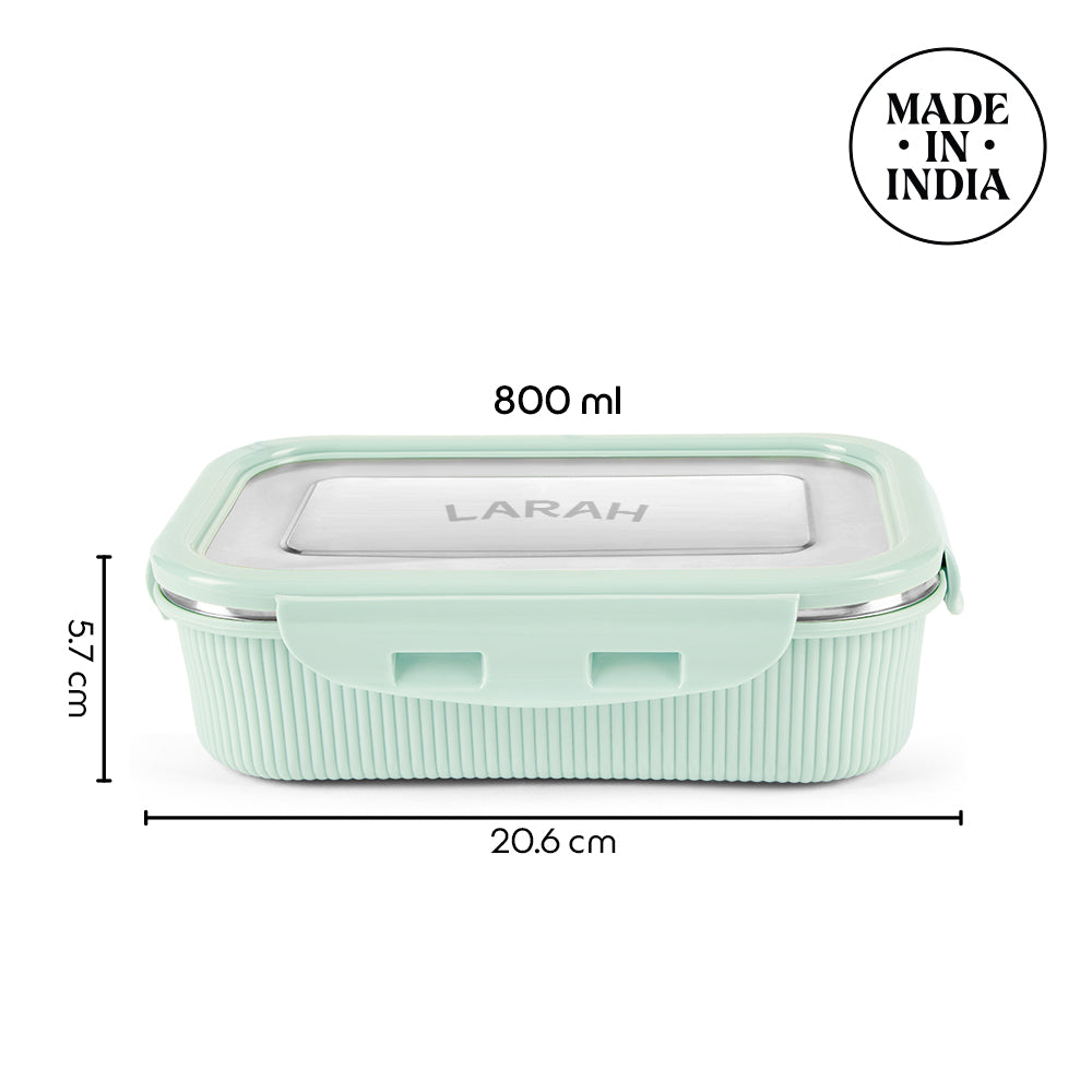 Larah Freshbyte Rectangular Lunch Box, Pale Green