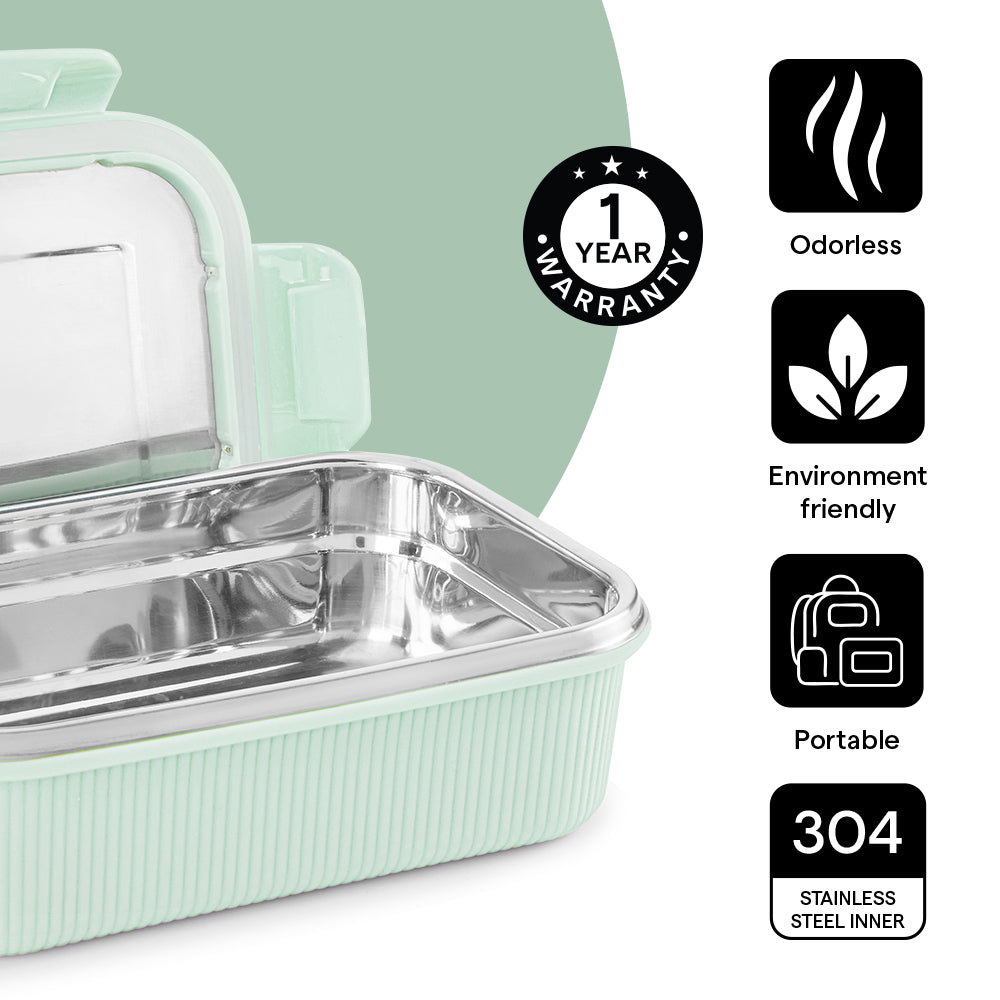 Larah Freshbyte Rectangular Lunch Box, Pale Green