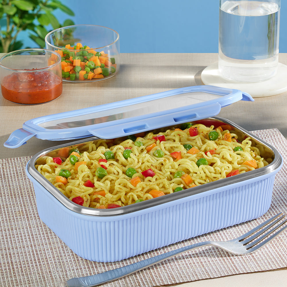 Larah Freshbyte Rectangular Lunch Box, Sky Blue