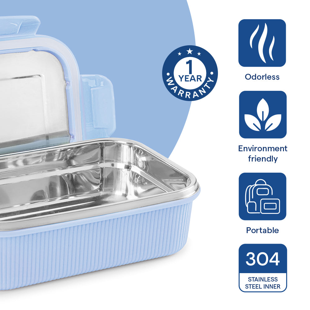 Larah Freshbyte Rectangular Lunch Box, Sky Blue