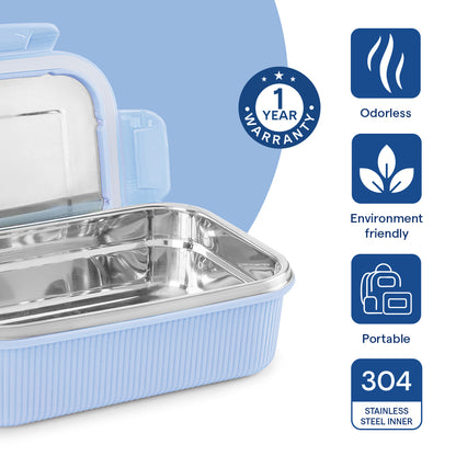 Larah Freshbyte Rectangular Lunch Box, Sky Blue