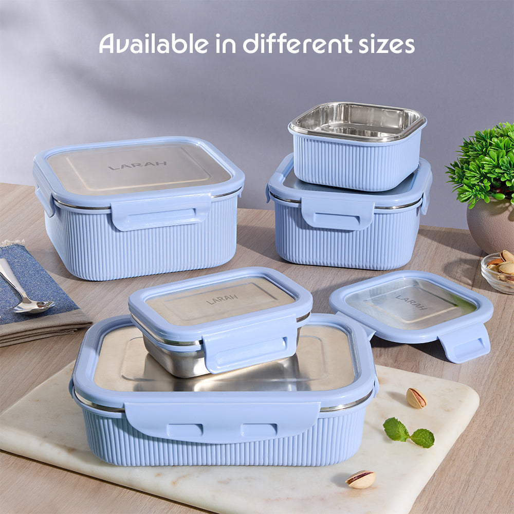 Larah Freshbyte Rectangular Lunch Box, Sky Blue