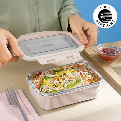 Larah Freshbyte Rectangular Lunch Box, Beige