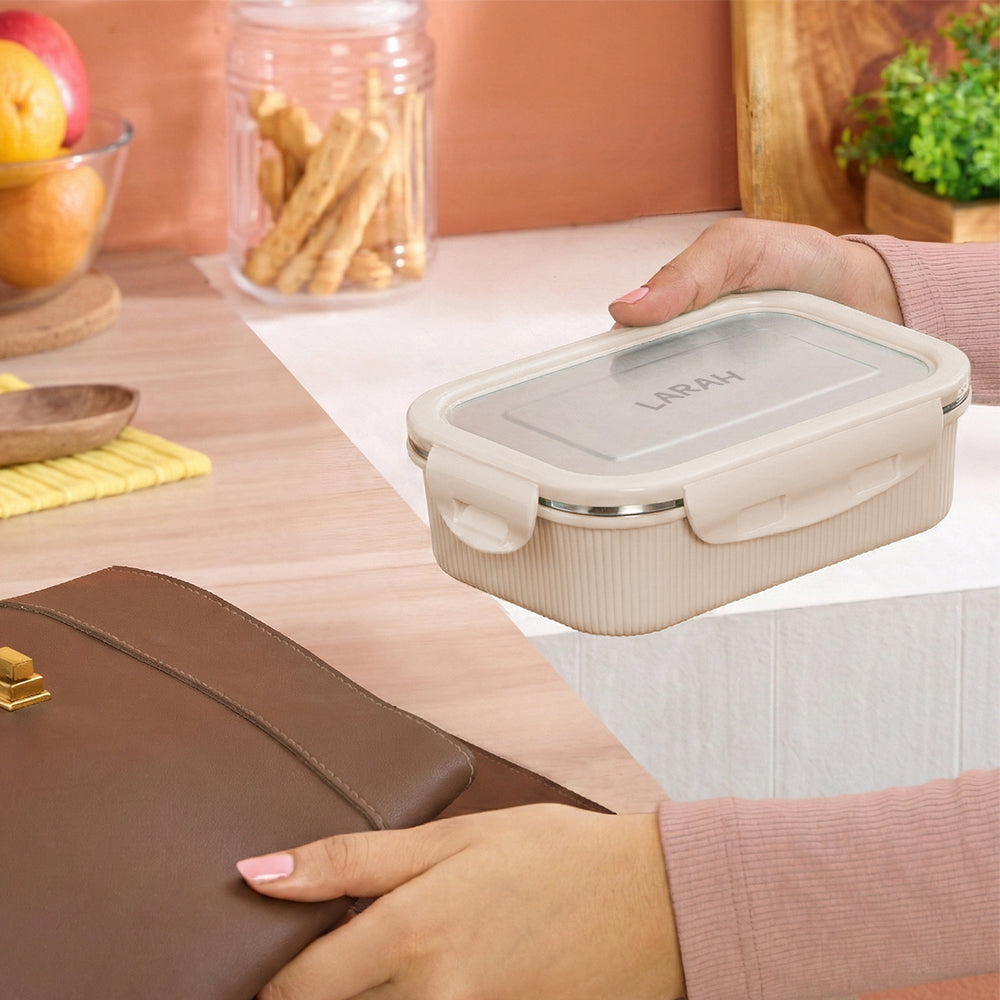Larah Freshbyte Rectangular Lunch Box, Beige
