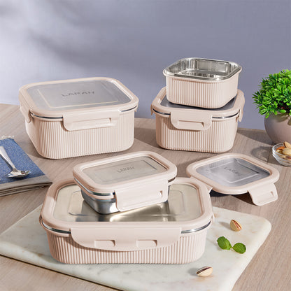 Larah Freshbyte Rectangular Lunch Box, Beige