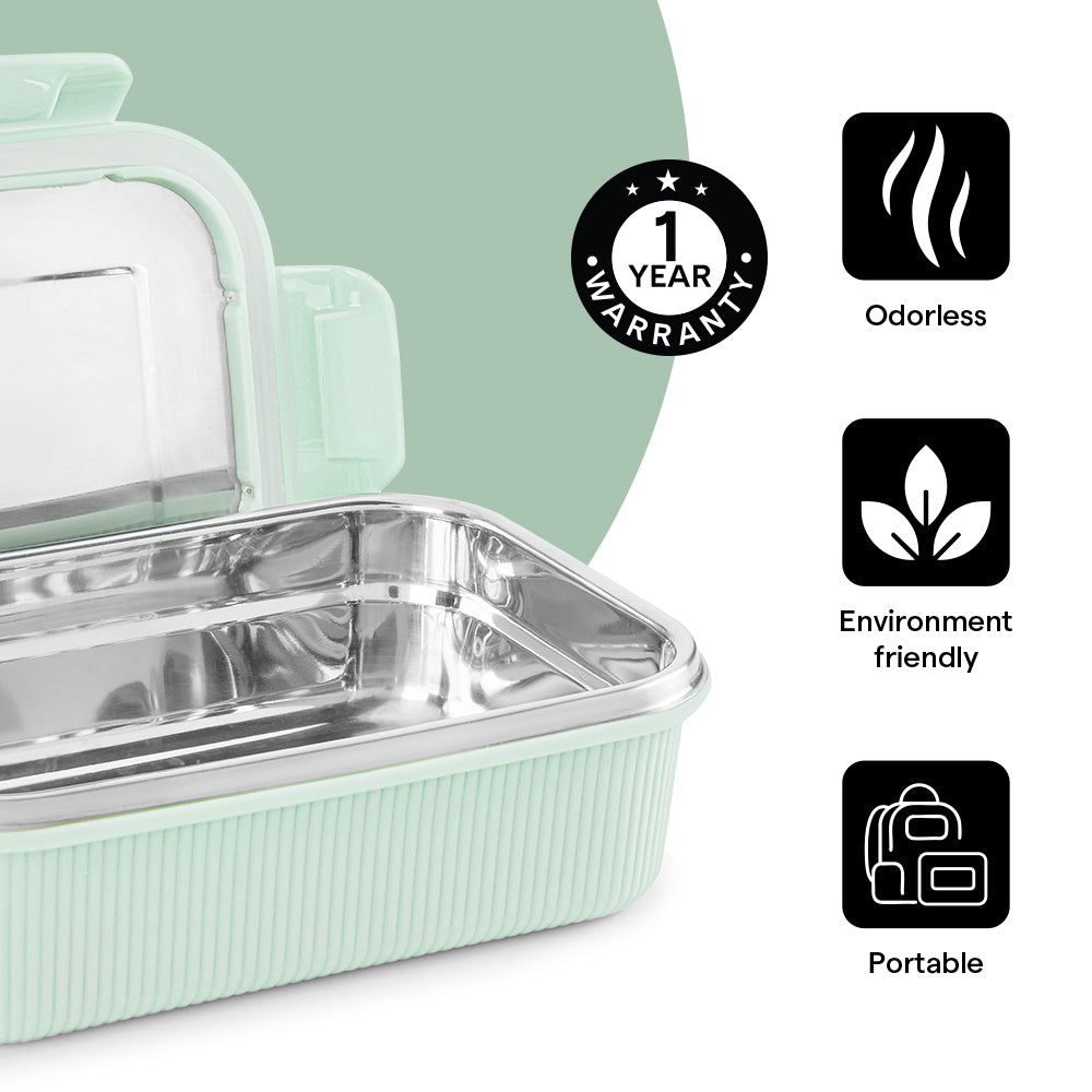 Larah Freshbyte Rectangular Lunch Box, Green