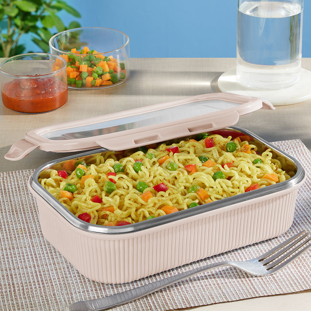 Larah Freshbyte Rectangular Lunch Box, Beige