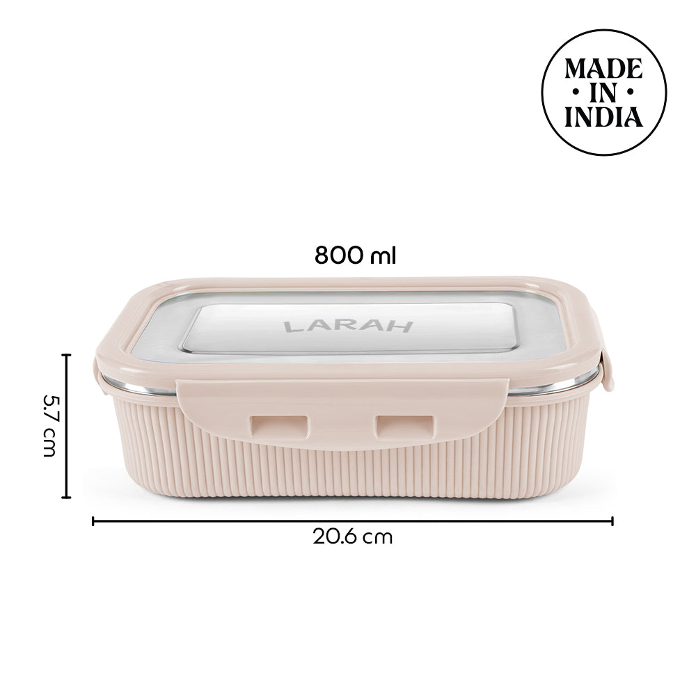 Larah Freshbyte Rectangular Lunch Box, Beige
