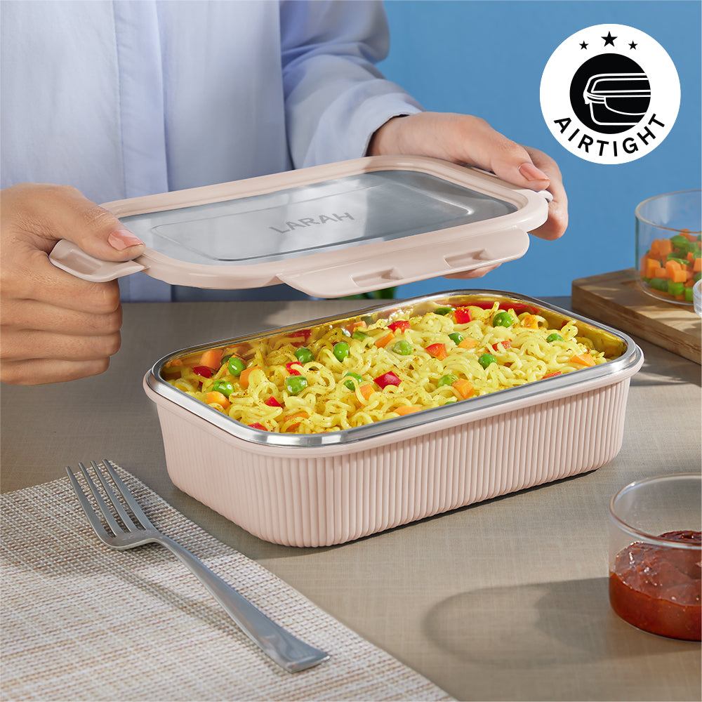 Larah Freshbyte Rectangular Lunch Box, Beige