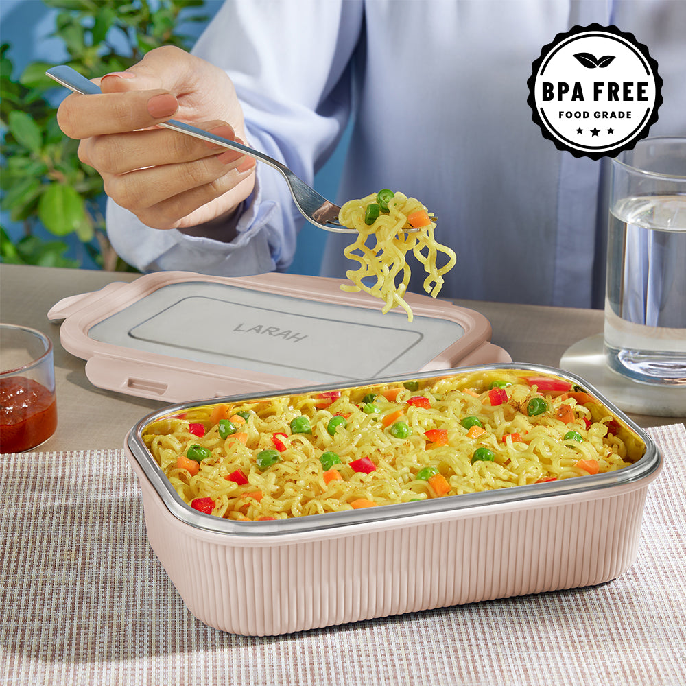 Larah Freshbyte Rectangular Lunch Box, Beige
